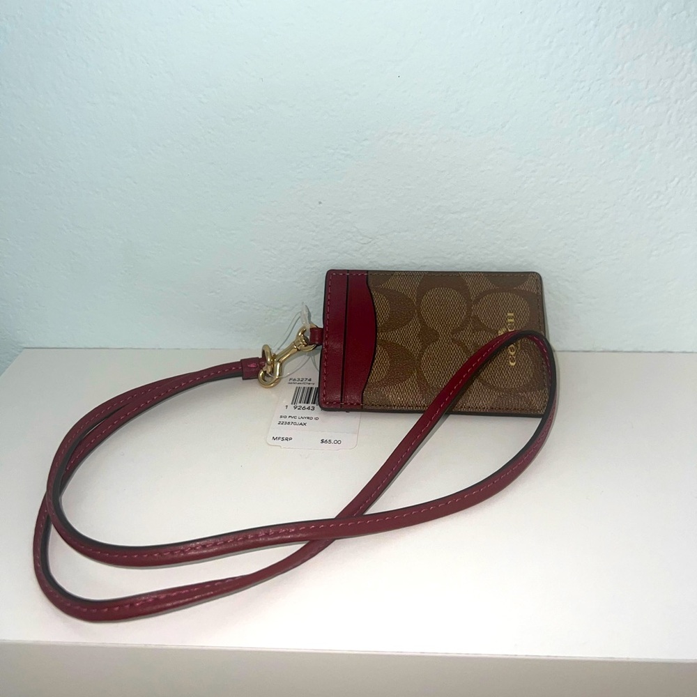 COACH signature canvas ID lanyard